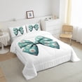 thumbnail image 3 of Manfei Cute Bow Knot Full Size Comforter Sets,Cartoon Daisy Print Bedding Comforter Set,Cyan White Bedding Sets For Girls Teens,Luxury Bedroom Decor Reversible,3 Pieces, 3 of 8