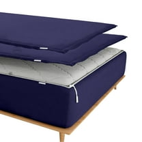 Zip On Fitted SheetS Full XL Size(54X80) - Includes 1 Bottom Fitted Base   2 Zip Sheets - Fit's 14” In Deep Pocket - Zip Sheets Easy to Change - 600 TC Cotton Fitted Sheet - Navy Blue Color