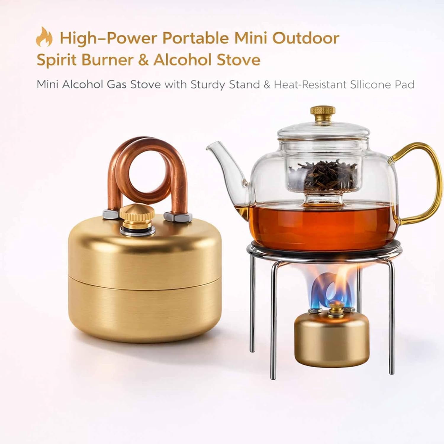 2026 Upgrade High-Power Portable Mini Outdoor Spirit Burner & Alcohol Stove, Lightweight Aluminum Camping Stove with Stable Stand, Fuel-Efficient Compact Backpacking Cooking Gear (SilverS)