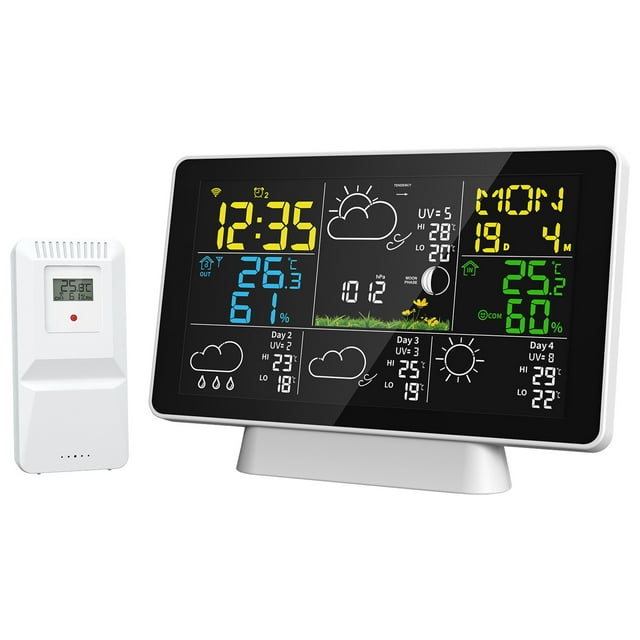 TACILIP Tuya Smart Multifunctional Temperature and Humidity Alarm Clock Color Screen Wireless WIFI Weather Meteorological Clock, Gifts for Men