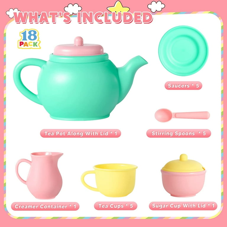 JOYIN Pretend Play Tea Party Set Mini Kitchen for Kids Unisex Gifts
