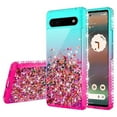 thumbnail image 4 of SPYCASE for Google Pixel 6A Case Liquid Quicksand Glitter Cute Phone Case Clear Bling Diamond Shock Protective Cover for Girls Women - Teal/Pink, 4 of 5