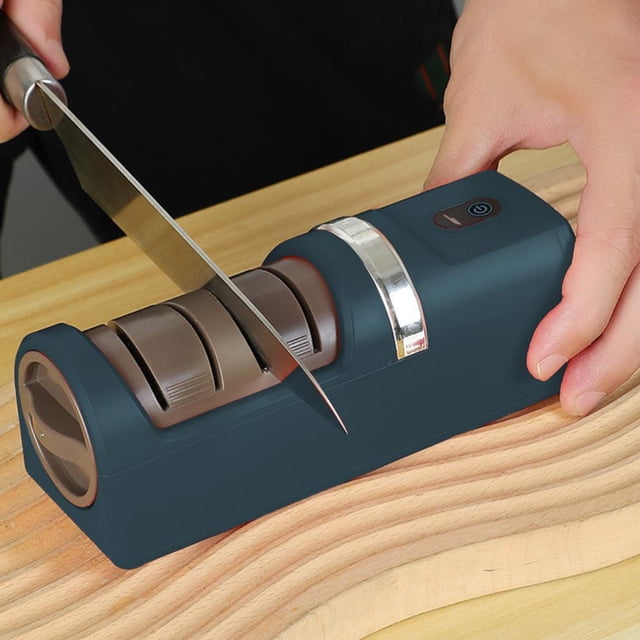 Feltree Aiguiseur de Couteaux Électrique Sans Fil Rechargeable Automatique Compact avec 3 Niveaux Réglables Base Antidérapante pour Cuisine Couteaux de Chef Outil Multifonction