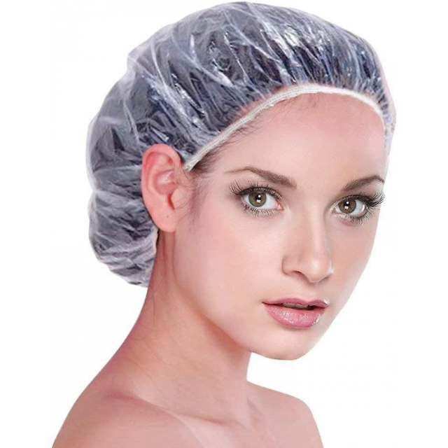 100pcs Disposable Transparent Waterproof Plastic Shower Caps