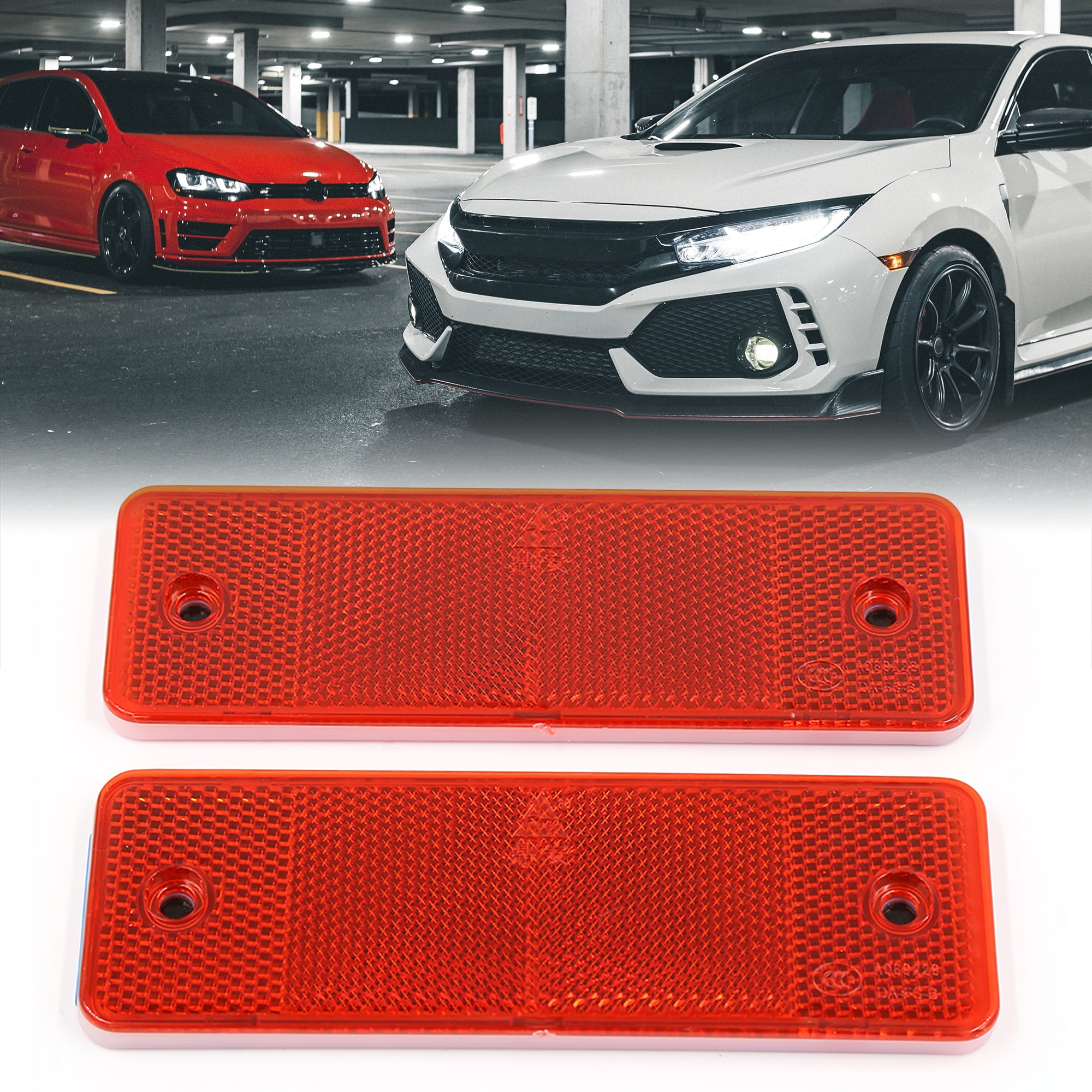 Unique Bargains 2Pcs Red Reflector Reflective Warning Plate Stickers for Car Safety