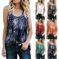 thumbnail image 2 of Mujeres Verano Cuello en U Boho Estampado floral Camisetas sin mangas Casual Camisas sin mangas Camis, Green3xl Feliz Sencillez, 2 of 3