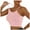 Pink, variant on Women's Knit Padded Sports Bra - Racerback Spaghetti Strap - Workout Yoga Gym - S-L Sizes