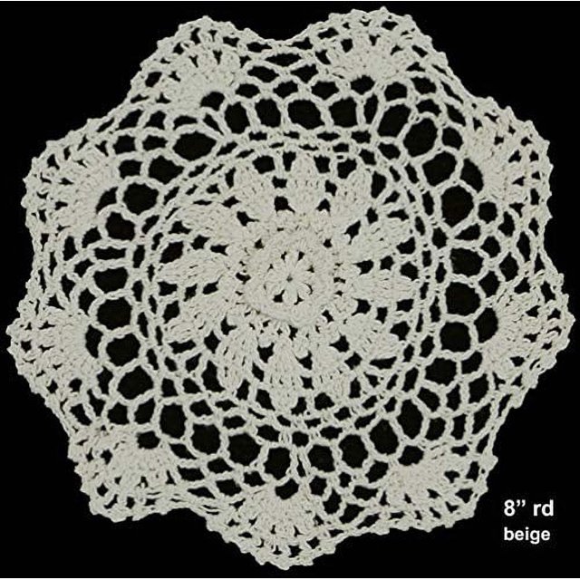 Creative Linens 6PCS 8" Round Crochet Lace Doily Beige 100% Cotton Handmade, Set of 6 Pieces