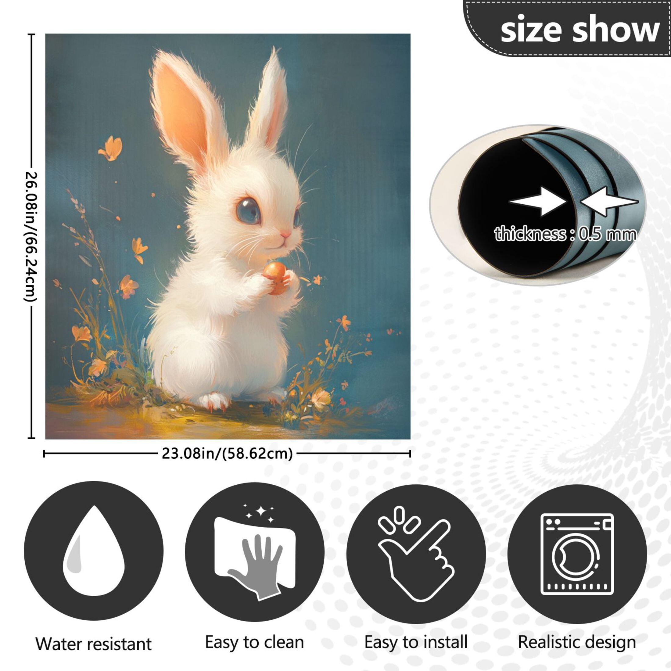 Dishwasher Magnetic Sticker 23x26 Inch Refrigerator Magnetic Sticker Washing Machine Magnetic Sticker Kitchen Panel Magnetic Sticker Home Decor Super Beautiful Rabbit