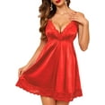thumbnail image 3 of Avidlove Women Sexy Lingerie Set Satin Nightgown V Neck Sleepwear Silk Negligee Lace Nightie Gown Red L, 3 of 6