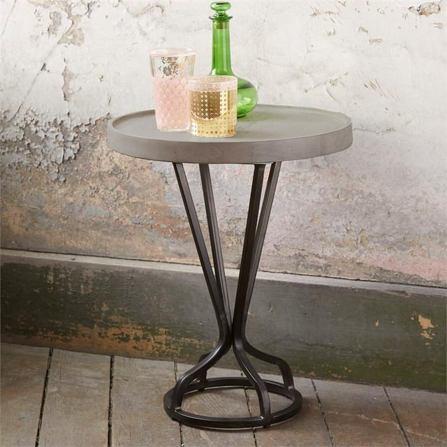 Steve Silver Juno Table d'Appoint en Bois d'Acacia Massif et Métal - Gris