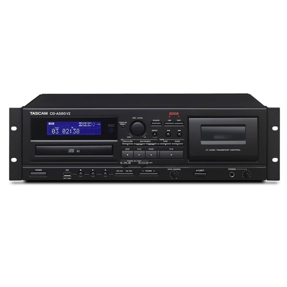 Grabador de cassette/CD/USB MP3 con montaje en rack Tascam CD-A580