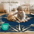 thumbnail image 4 of ODIKA 3'x5' Washable Accent Rug Pet Friendly, Non-Shedding Mat Compass Nautical Maritime Medallion Framed By Vintage Scrolls for Bedside, Bedroom, 4 of 7