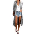 thumbnail image 1 of Women's Gray Layover Button Down Shirt Dress Beachwear, 1 of 7