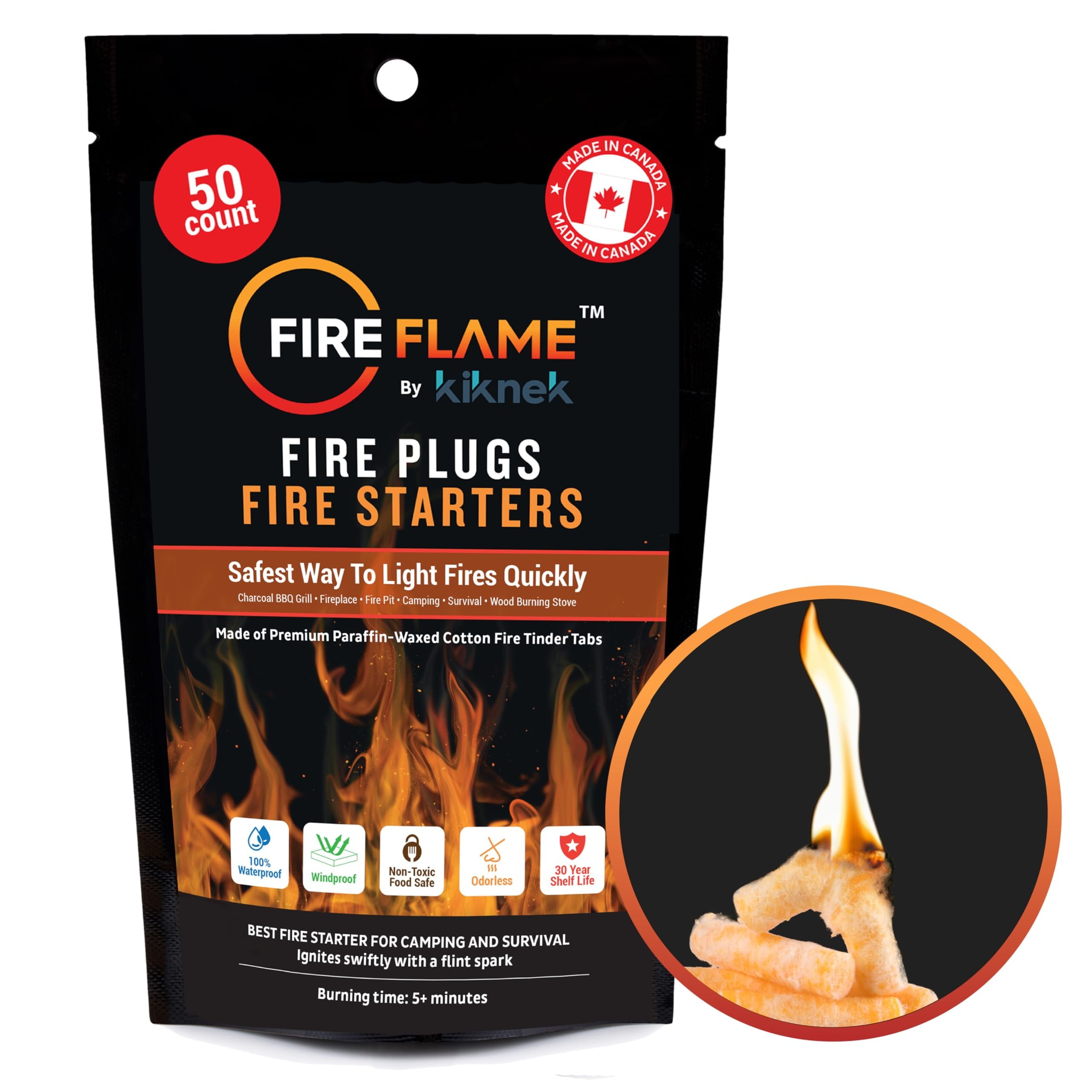 Dextreme Fire Plugs 50 Pcs - Weatherproof Fire Starter For Campfires