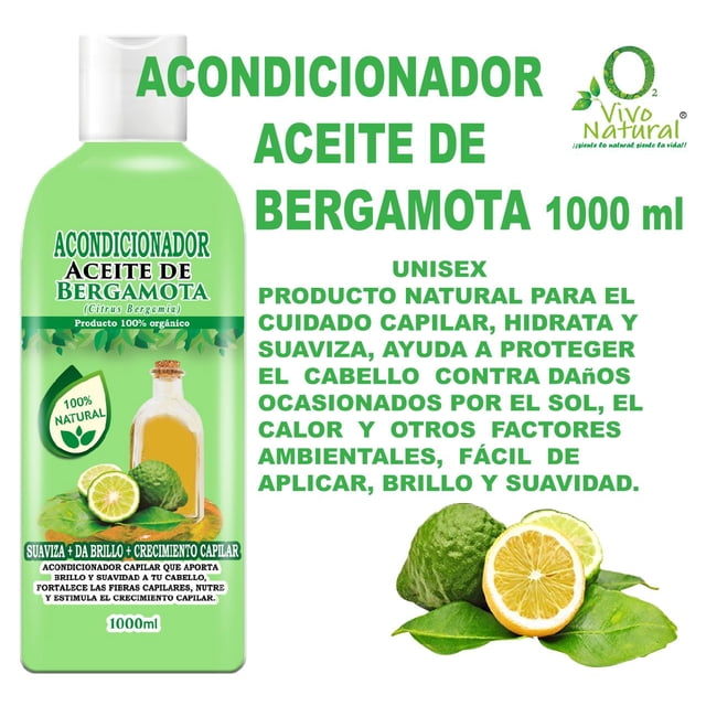 Acondicionador Aceite de Bergamota 1000 ml VivoNatural Crecimiento Capilar, Cabello suave y con brillo