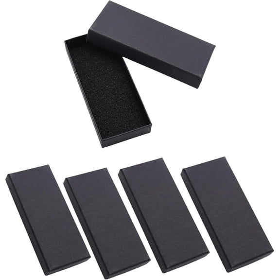 5 Pieces Pocket Folding Knife Boxes Universal Square Collection Cardboard Square Gift Box with Absorbent Sponge Pad Black Hard (M:4.72x2.09x0.78 Inches)