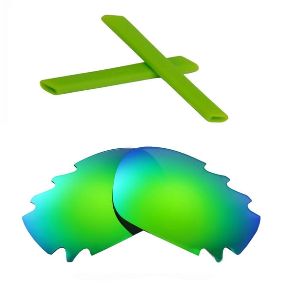 Walleva Emerald Polarized Vented Lenses And Green Earsocks For Oakley Jawbone Sunglasses