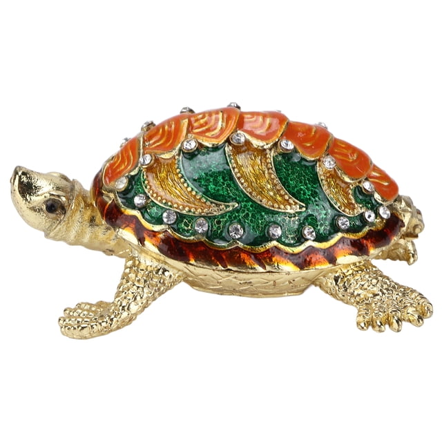 Caja De Baratija De Tortuga Marina, Aleación De Zinc Y Diamantes De Imitación Figura De Animal Decoración De Escritorio Figuras De Tortuga Verde Caja De Baratija Para Aretes ANGGREK No