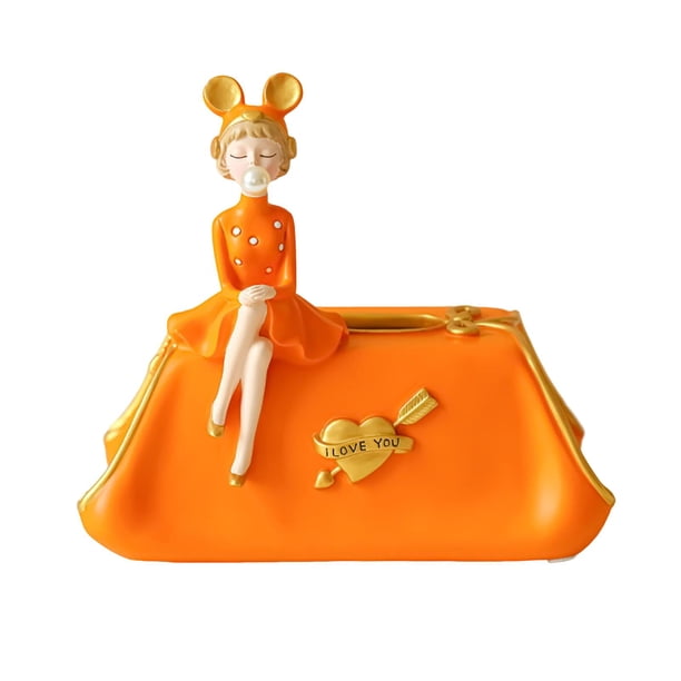 Caso de tejido Caja de pañuelos creativa para niña, adorno de resina, servilletero de lujo, estuche decorativo, organizador de pañuelos para de noche, tocador Magideal Caso de tejido