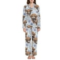 thumbnail image 4 of joogoo Pajamas Set for Women Highland Cattle Flower-w6 Long Sleeve Pjs Loungewear L, 4 of 7
