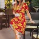 thumbnail image 3 of Easygdp Red Vintage Flowers para Vestido Transpirable de Mujer, Vestido Suelto de Manga Corta con Pliegues y Bolsillos para el Verano, 3 of 6