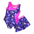 thumbnail image 4 of iiniim Girls Gymnastics Yoga Dance Sport Sets Print Leotard with Shorts Dancewear Size 4-16 Navy Blue 12, 4 of 7