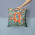 thumbnail image 2 of Carolines Treasures CJ2012-QPW1414 Letter Q Flowers Retro Blue Canvas Fabric Decorative Pillow  14Hx14W multicolor, 2 of 4