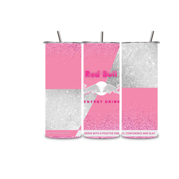 Stainless Steel Insulated 20 oz Red Pink Bull Energy Tumbler Water Bottle, Coffee, Wine, Whiskey