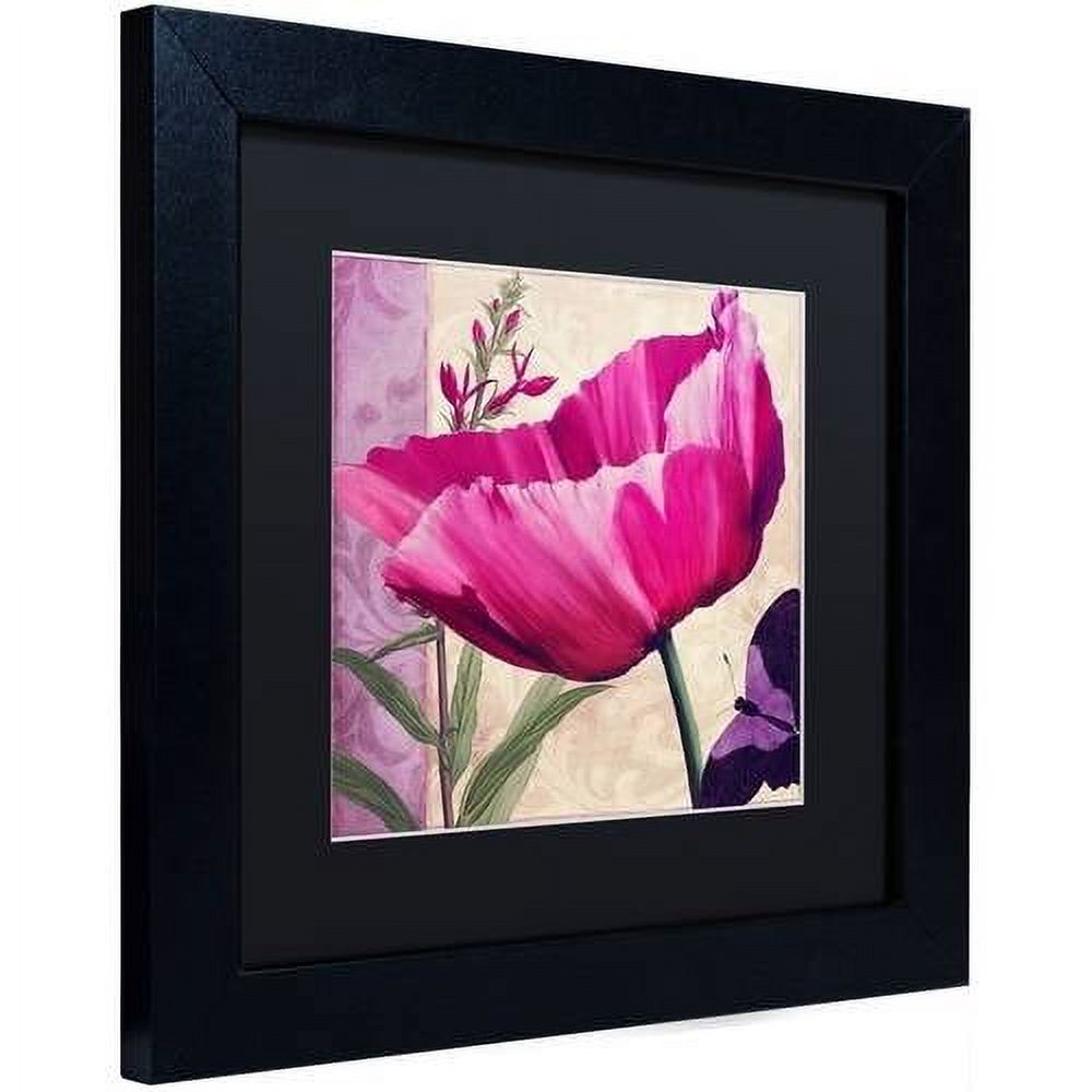 Trademark Fine Art " Pink Poppy I " Canvas Art by Color Bakery Black Matte, Black Frame