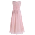 thumbnail image 3 of JanJean Kids Girls Summer Maxi Long Dress Elegant Lace Wedding Bridesmaid Dress V-neck Formal Party Pearl Pink 14, 3 of 5