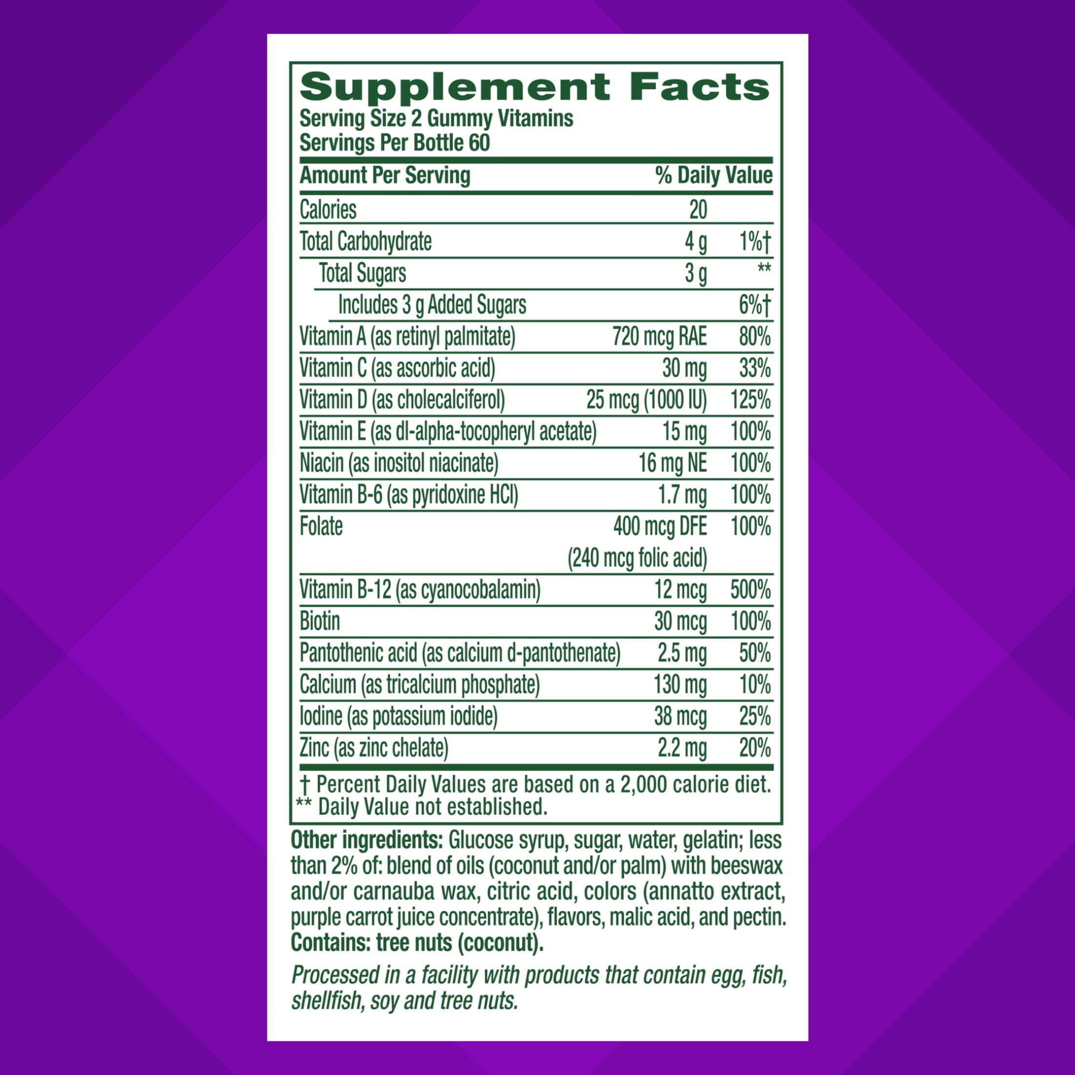 vitafusion Men's 50+ Daily Multivitamin Gummies with B Vitamins to Support Heart Health, 120 Count