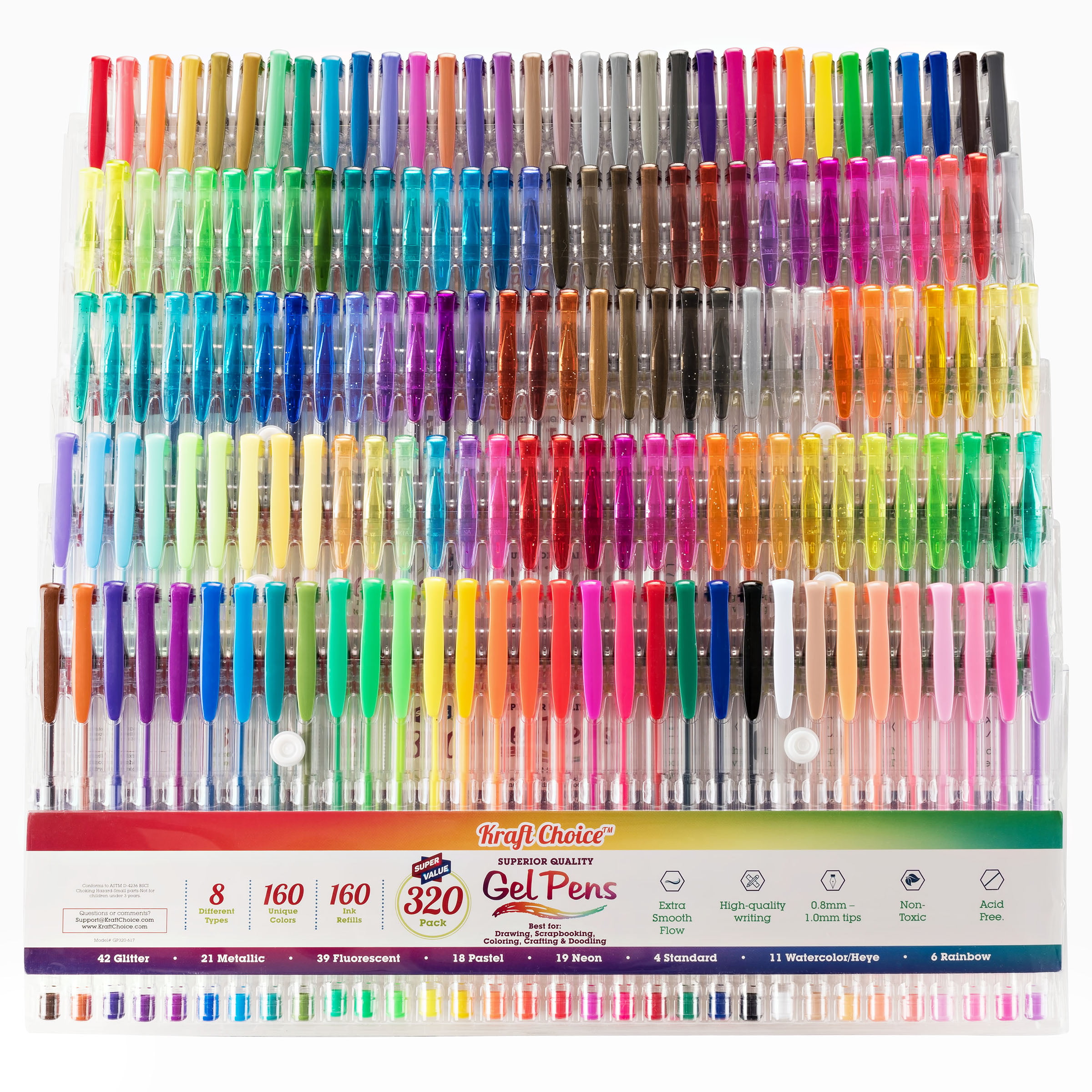 320 Pack Gel Pens Set, Smart Color Art 160 Colors Gel Pen with 160 Refills  for Adult Coloring Books Drawing Painting Writing