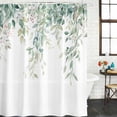 thumbnail image 3 of Eucalyptus Leaves Shower Curtain, Waterproof Shower Curtains for Bathroom, Sage Green Botanical Spring Summer Washable Fabric Cloth Bathroom Curtain Set Bathtub Decor with Hook 72''x72'', 3 of 9