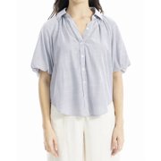 Max Studio womens Bubble Sleeve Button Front Shirt, s, White