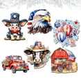 thumbnail image 2 of Designocracy 8090002C-S6 2 x 2 x 0.25 in. American Flag Decorative Wooden Clip-on Ornaments Patriotic Decor, Set of 6, 2 of 11