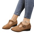 thumbnail image 6 of Willtoo Women Vintage T-Strap Faux Suede Wedge Flats Adjustable Buckle Low Heel Mary Jane Shoes Soft Non-Slip Retro Casual Walking Shoes, 6 of 6