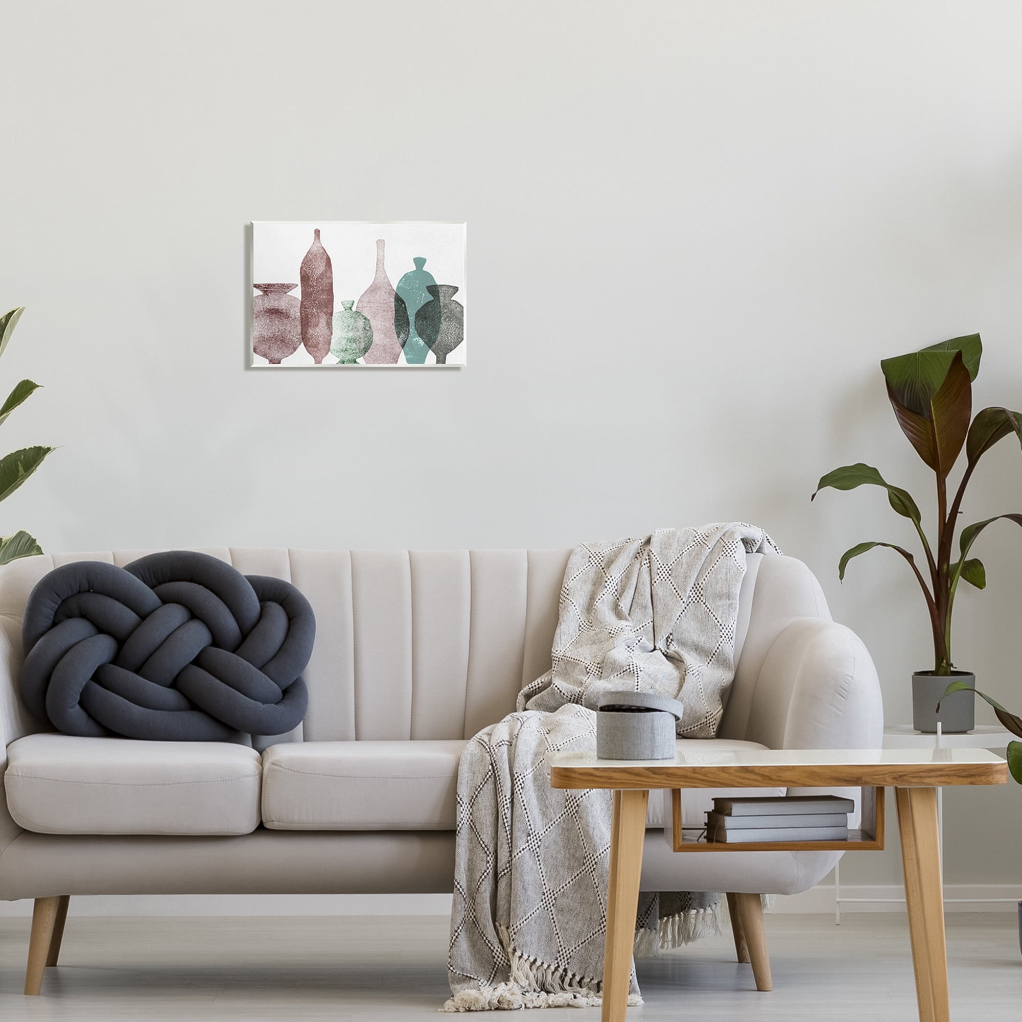 Stupell Industries Neutral Brown & Green Vases Abstract Painting Unframed Art Print Wall Art