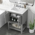 thumbnail image 2 of 24" Grey Modern Solid Wood Bathroom Vanity with Semilune Ceramic Sink for Easy Storage in Bathroom, 2 of 7