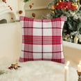 thumbnail image 2 of WLOELOEW Christmas Throw Pillowcase Sofa Cushion Cover For Living Room Decor Red Plaid Design Flax Material 18X18 Inches Red, 2 of 6