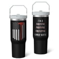thumbnail image 2 of 1pc Firefighter 30oz Tumbler with Straw & Handle - Insulated Stainless Steel Cup | Holiday Gift for Man Women (Christmas, Valentine's, Birthday), 2 of 7