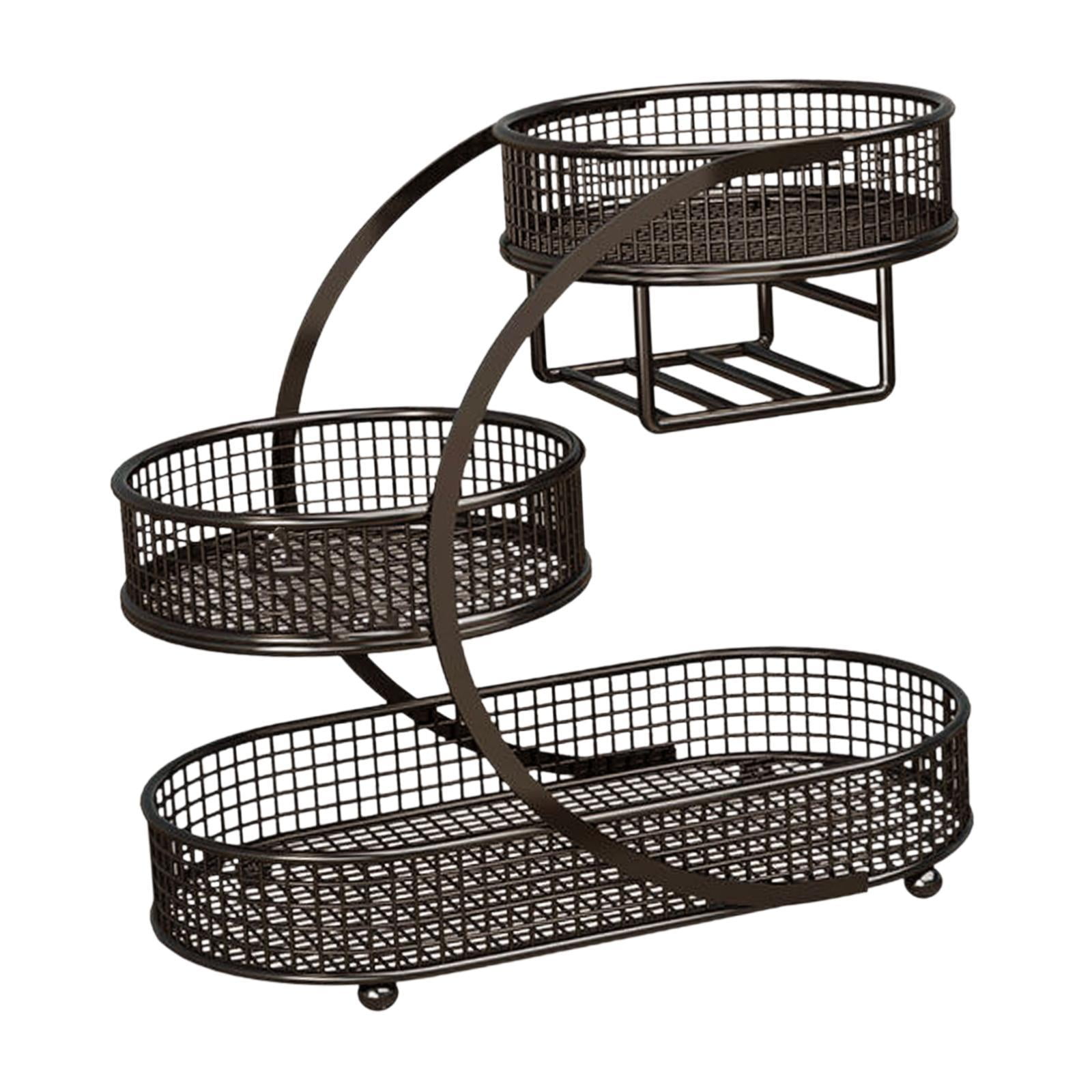 Fiocias Bread Storage Basket, Metal Fruit Bowl, Vegetable Stand, Dining Table, Vegetable Black