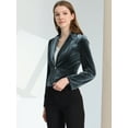 thumbnail image 2 of INSPIRE CHIC Chaqueta De Traje De Oficina De Negocios Con Solapa Y 1 Botón De Terciopelo Para Mujer gris azul M, 2 of 5