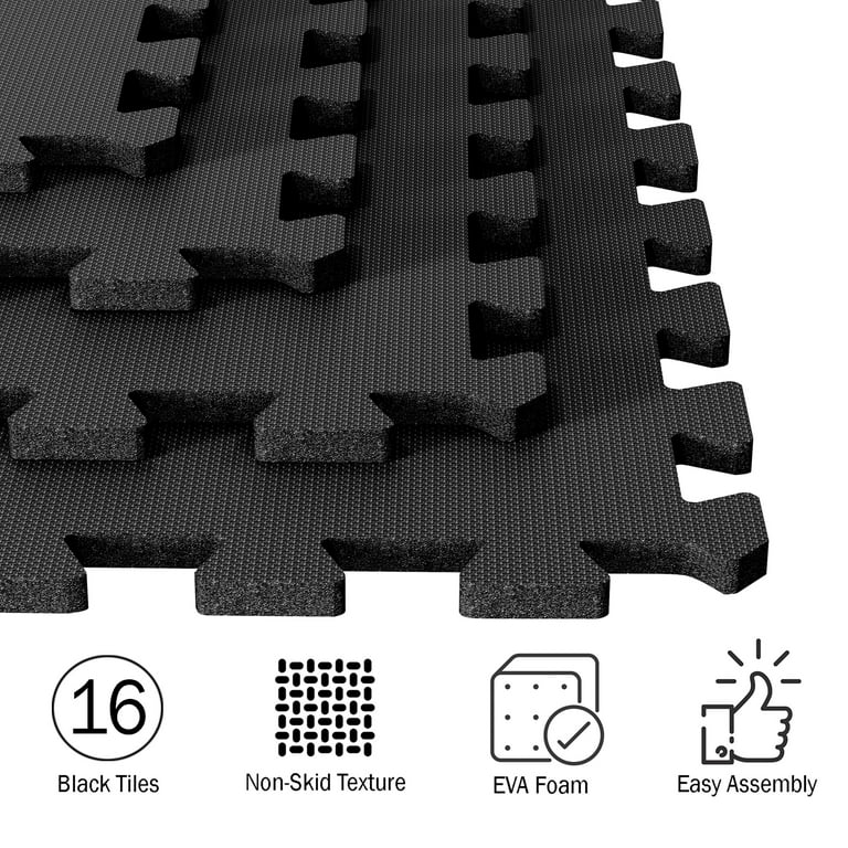 Stalwart Foam Mat Floor Tiles, Interlocking EVA Foam Padding Soft Flooring  for Exercising, Yoga, Camping, Kids, Babies, Playroom – 4 Pack, 24 X 24 X