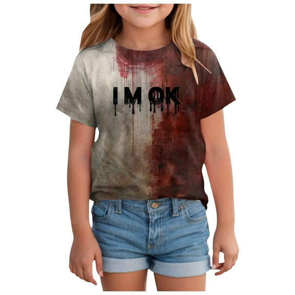 HCNTES Toddler Halloween Shirt Pumpkin Shirts Boys Girls Halloween T-Shirts for Kids Ghost Clothes Short Sleeve Cotton Tee(12-13 Years,O36-Brick Red)