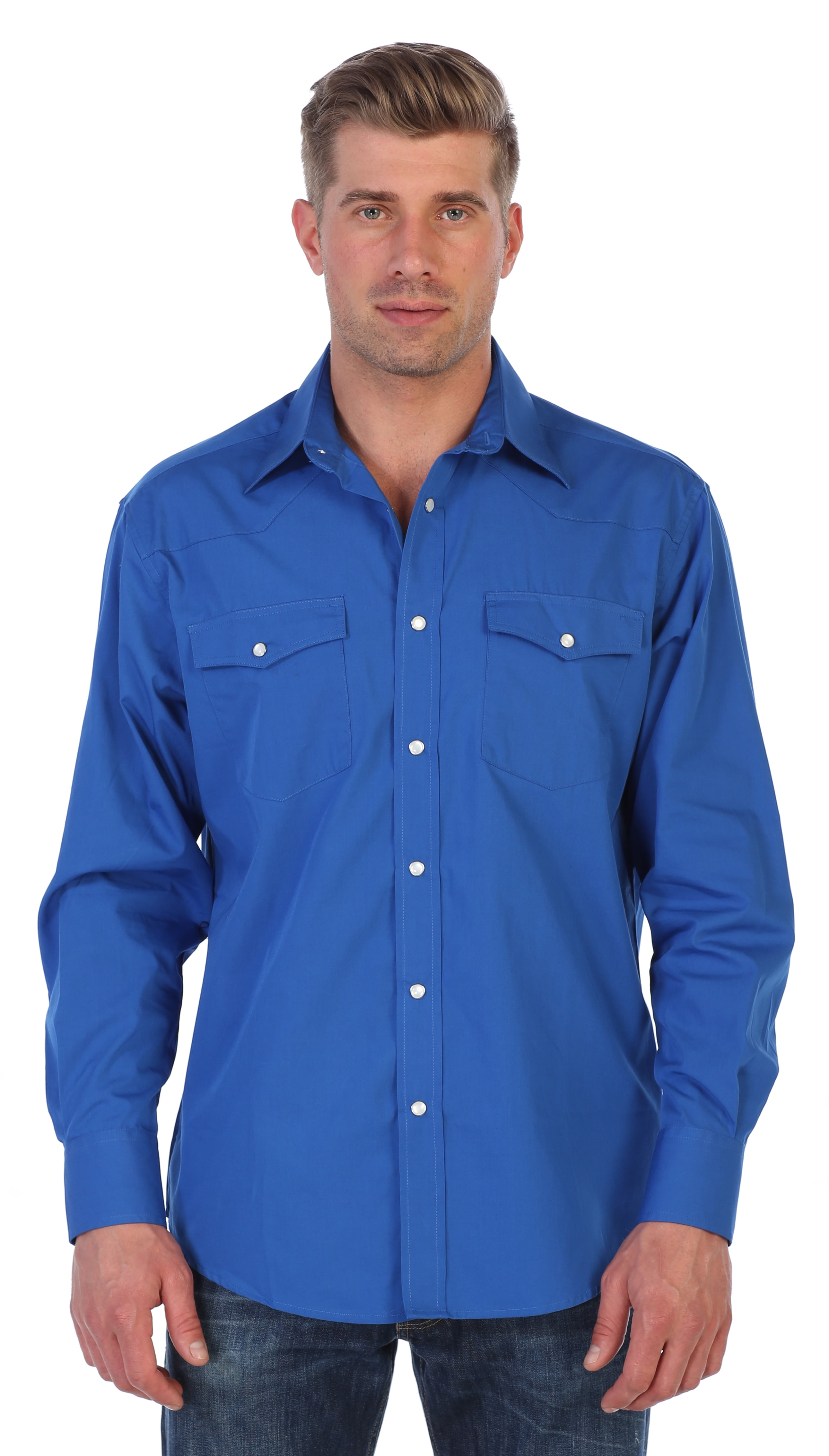 Gioberti Men's Solid Long Sleeve Western Shirt with Pearl Snapon