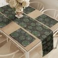 thumbnail image 2 of Ambesonne Sage Table Runner & Placemats, Dandelions Retro Nature Art, Placemat 4 pcs + Runner 14"x72", Green Brown White, 2 of 2