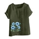 thumbnail image 4 of Vestidos Casuales Para Mujer, Blusas De Mujer De Moda Blusa tipo túnica informal de lino con estampado de peces del océano y botones de manga corta para mujer, 4 of 4