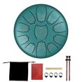 thumbnail image 1 of Tongue Drum 6 pulgadas Acero 11 Tune Hand Pan Tank con mazos (E) Verde, 1 of 8