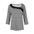 thumbnail image 5 of Yuanlook Tops for Women,Casual 3/4 Length Sleeve V Neck Blouses Dressy T-Shirts Business Casual Tees - Black - XL, 5 of 5